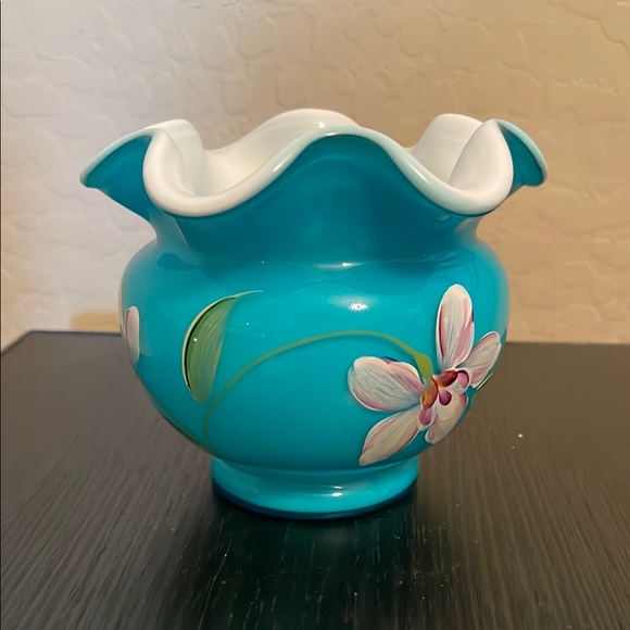 Fenton Small Blue Floral Vase - Picture 2 of 9
